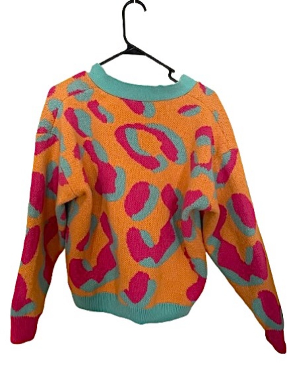 SHEIN Orange, Pink & Teal Colorblock Button Cardigan - Picture 2 of 3